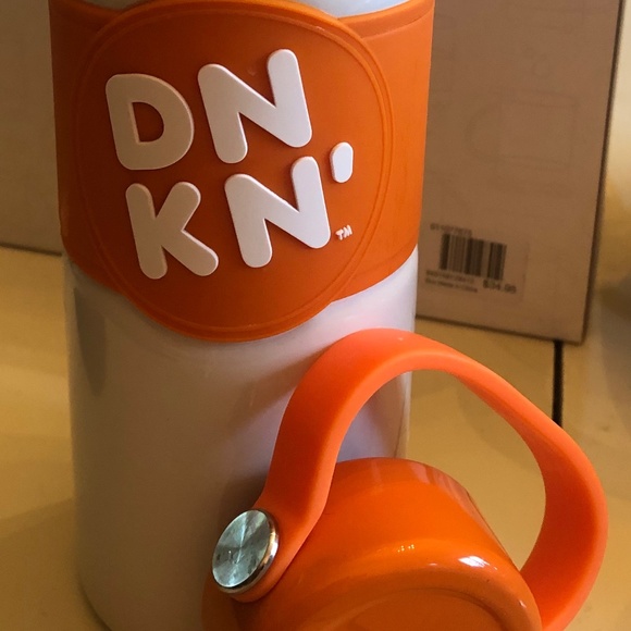 Preowned 35 oz Dunkin Donuts Stainless Steel Thermos/Tumbler - Orange & White - Picture 2 of 4